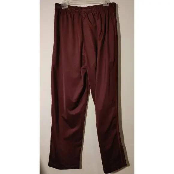 Men's Tek Gear Maroon/Gray Pull On Pants Basketball Zip Leg Pockets Large - Picture 3 of 5